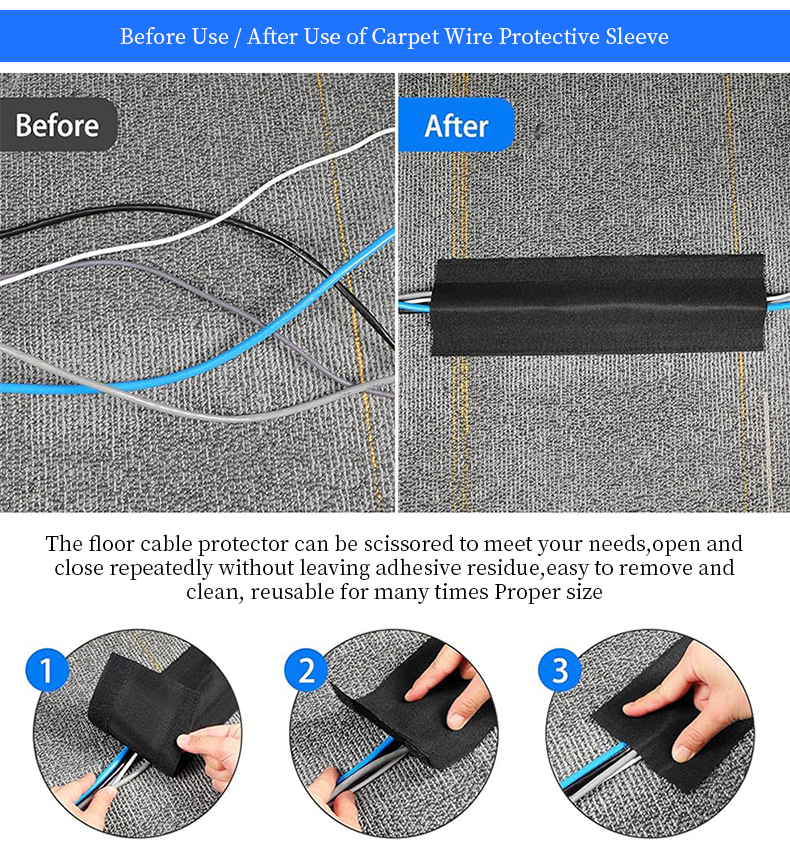 11 Hook-and-loop Carpet Cable Protector